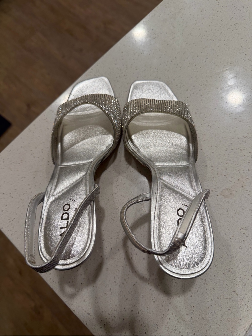 ALDO Silver Rhinestone Slingback Heels - Picture 5 of 5